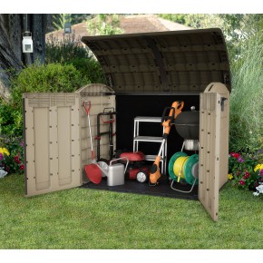 Keter Box da Giardino per Esterno Beige Armadio Resina Pavimento Grande Compatto 2