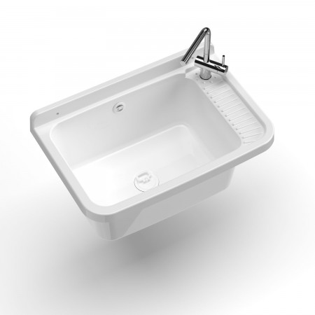 Pilozzo Lavabo in Resina 59x39x28 cm da Esterno Sifone e Kit Montaggio
