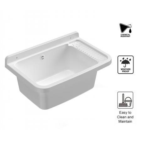 Pilozzo Lavabo in Resina 59x39x28 cm da Esterno Sifone e Kit Montaggio