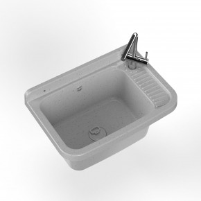 Pilozzo Lavabo in Resina 60x40 Grigio da Esterno con Sifone Piletta Lavatoio 2