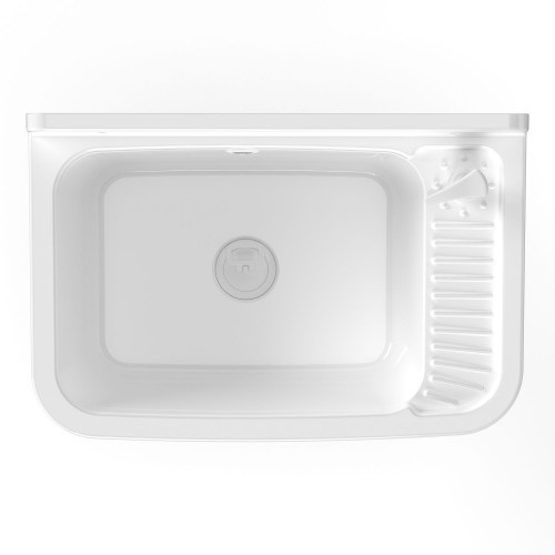Pilozzo per Esterno 50x35 cm Bianco con Dispenser Sapone Lavabo a Muro