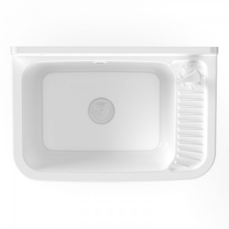 Pilozzo per Esterno 50x35 cm Bianco con Dispenser Sapone Lavabo a Muro