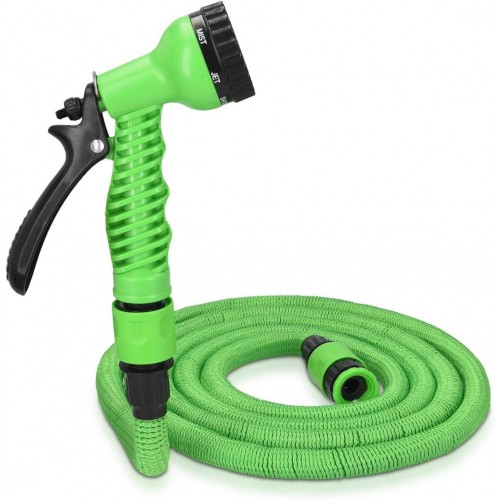 Tubo Acqua Estensibile fino 7.5 metri con Pistola per Innaffiare da Giardino