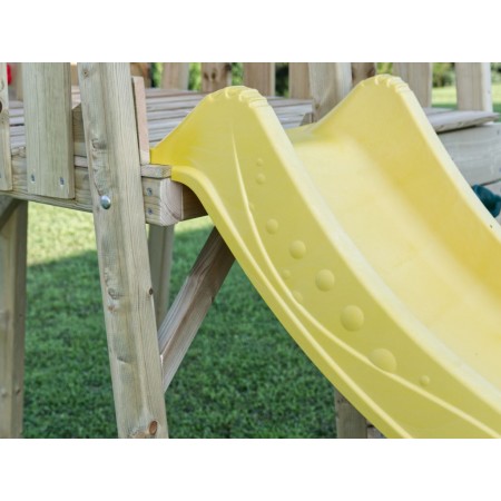 Casetta per Bambini in Legno da Giardino con Scivolo e Torretta