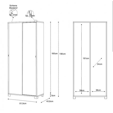Armadio h 190 Alto 2 Ante Scorrevoli Bianco Venato Ripiani Mobile Camera Ufficio | BricoShop24