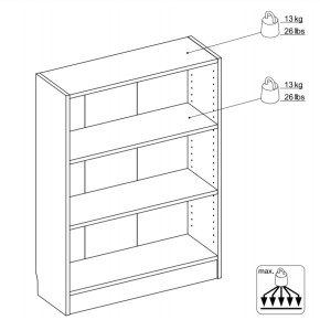Mobile Libreria 80 Bianca Bassa 3 Ripiani Legno Moderna Cameretta Design Studio 2