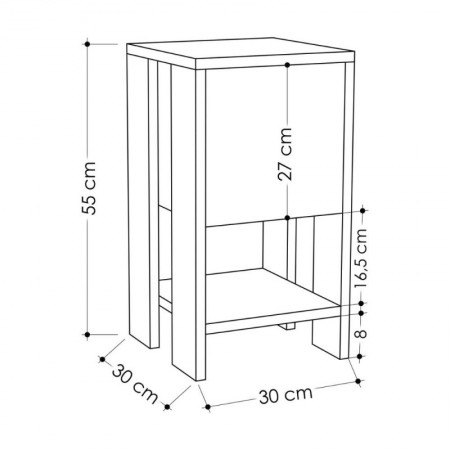 Comodino Antracite con Anta a Ribalta 30x30x55
