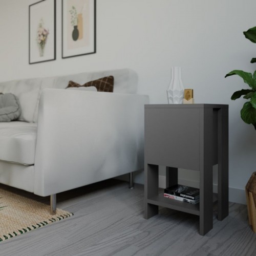 Comodino Antracite con Anta a Ribalta 30x30x55