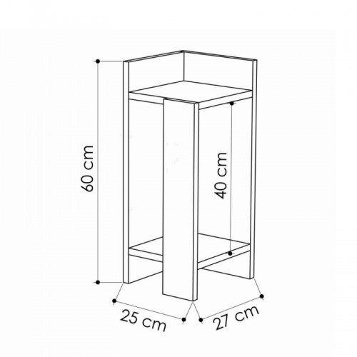Tavolino comodino di Design Elos Destro in Rovere 27x25x60cm