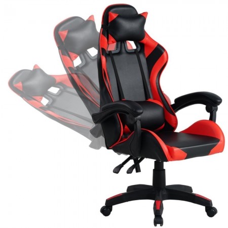 Poltrona da Gaming Nero e Rosso con Seduta e Alzata Regolabile
