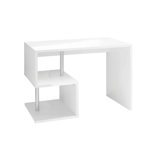 Scrivania Bianca Laccata Lucida 100 cm con Ripiani Libreria