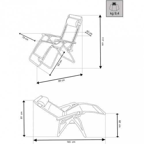 Sdraio Comfort con Braccioli Basculante Blu Spiaggia Giardino