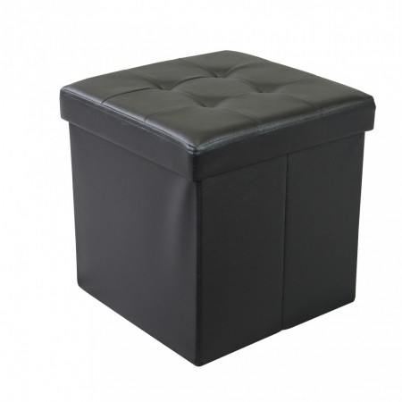 Pouf Contenitore Portaoggetti Quadrato Nero 38x38 cm