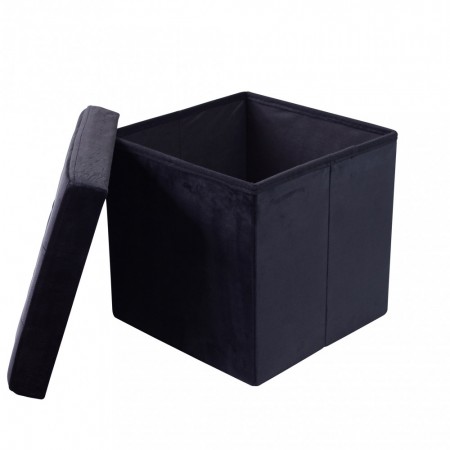 Pouf Contenitore Portaoggetti in Velluto Quadrato Portaoggetti 38x38 cm