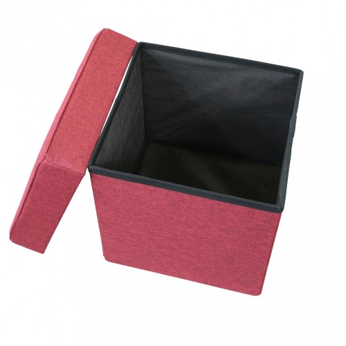 Pouf Contenitore Portaoggetti in Velluto Rosso Quadrato Portaoggetti 38x38x40 cm