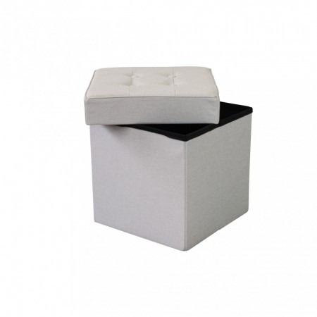 Pouf Contenitore Poggiapiedi Tortora Quadrato 38x38x40 cm