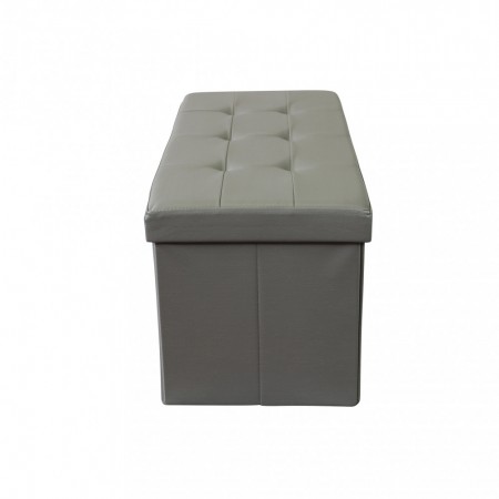 Pouf Contenitore Poggiapiedi in Ecopelle Grigio Rettangolare 76x38 cm