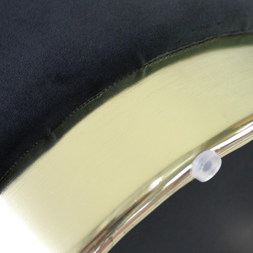 Pouf Poggiapiedi Rotondo da Salotto in Velluto Nero base oro