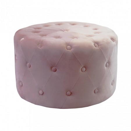 Pouf Poggiapiedi Rotondo in Velluto Rosa 67 x 41 cm