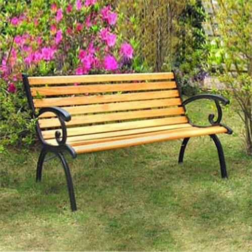 Panchina in Legno e Ghisa Seduta e Schienale da Giardino