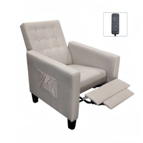 Poltrona in Tessuto Grigio Poltroncina Relax Reclinabile Poggiapiedi 2