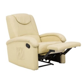 Poltrona Relax Manuale Reclinabile in Ecopelle Beige con Braccioli 2