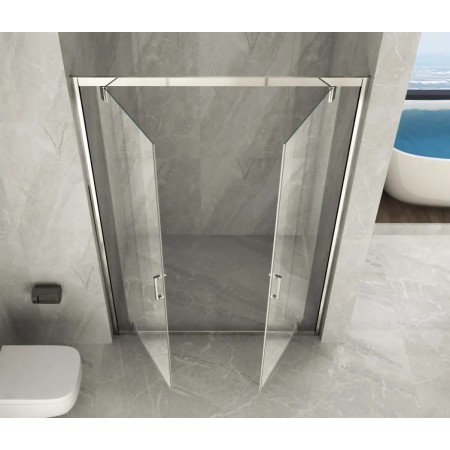 Box Doccia Nicchia 2 Ante Battente Saloon Vetro 6 mm Porta Parete in Cristallo