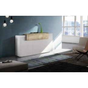 Madia Credenza 3 Bianco/Acero Ante 160x45x85 cm 2