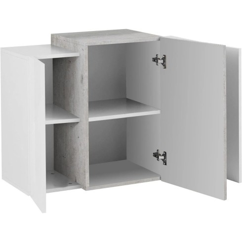 Mobile Pensilina a Muro con 3 Ante Design Moderno Bianco lucido 90x38x65,5 cm