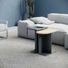 Set 3 Tavolini da Salotto Multiforma Antracite Rovere Bianco 2