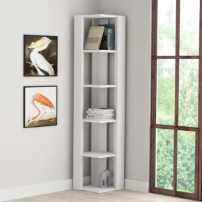 Libreria Angolare 5 ripiani Bianca 34x34x161 cm 2