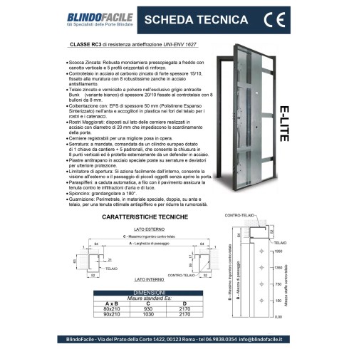Porta Blindata da Esterno Classe 3 o Classe 4 con Rivestimento Grigio