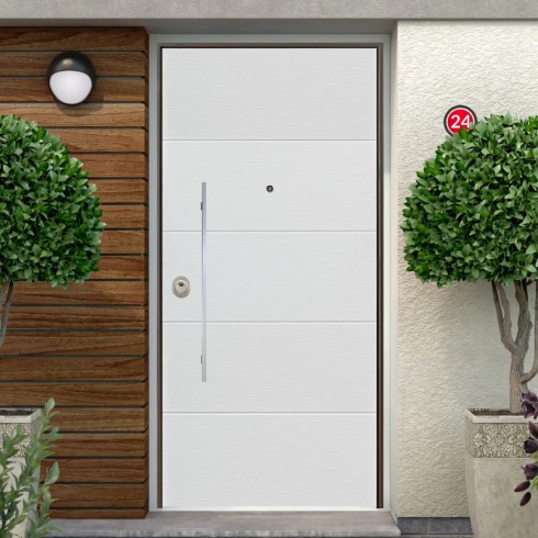 Porta Blindata Bianca per Esterno con Pannello in Vetroresina