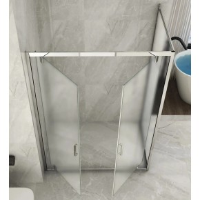 Box Doccia Angolare 2 Lati Ante Saloon Battente Parete Fissa Vetro 6 mm Opaco | BricoShop24 2