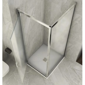 Box Doccia Angolare 1 Anta Fissa Anta Battente 2 Lati Opaco Vetro 6mm Cristallo