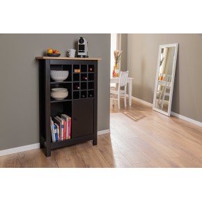 Cantinetta Helina nera in rovere artigianale 76,8x33x124,4 cm 2