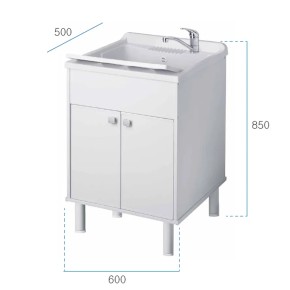 Mobile Lavatoio per Esterni Bianco in PVC con Doppia Anta | Bricoshop24 2