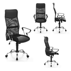 Poltrona Sedia per Ufficio Scrivania Nera con Ruote Presidenziale Ergonomica Pc 2