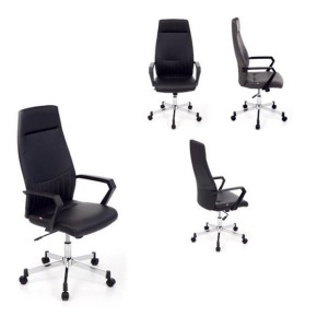 Poltrona Sedia da Ufficio Scrivania Ergonomica in Ecopelle con Braccioli Rotelle 2