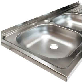 Lavandino da Cucina Appoggio 120x50 cm Lavello 2 vasche Gocciolatoio Destro 2