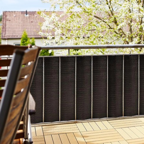 Striscia Frangivista per Recinzione in Rattan 90x300 cm Marrone