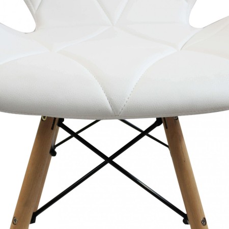 Set 4 Sedie da Pranzo Bianco con Gambe in Legno seduta in PU