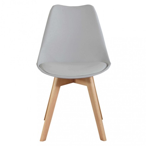 Set 4 Sedie da Pranzo Grigio con Gambe in Legno senza Braccioli