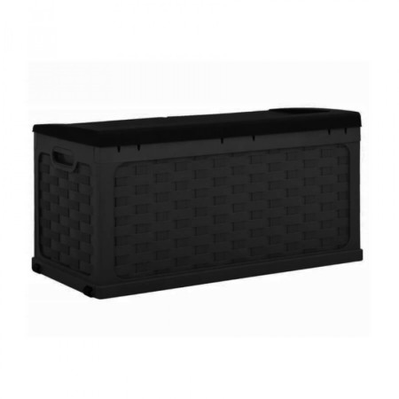Cassapanca Baule in Plastica Rattan Antracite 116x56x58 cm