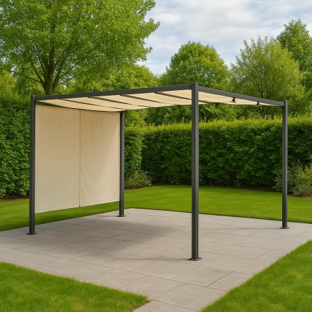 Tettoia Pergola in Acciaio 300x300 cm con Telo Scorrevole