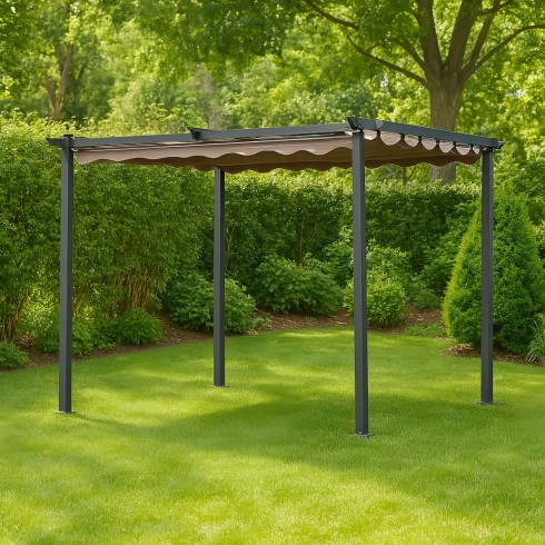 Pergola 3x3 con Telo Retrattile in Acciaio da Esterno Carport Auto Moto