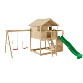 Parco Giochi in Legno con 2 Altalene Scivolo e Sabbiera 310x275x245cm 2