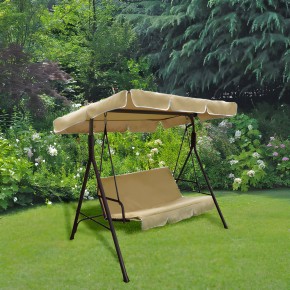 Dondolo 3 Posti Marrone da Giardino 170x115x153 cm 2