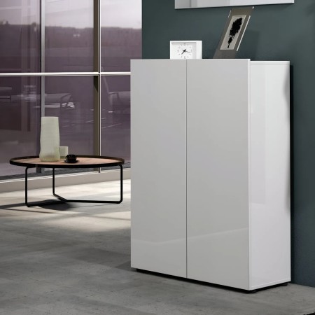 Scarpiera 2 Ante 80x34x114h cm bianco lucido per ingresso