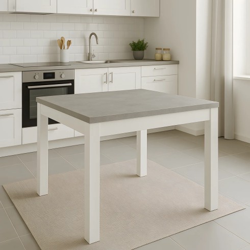 Tavolo a Libro 90x90 cm Bianco e Cemento